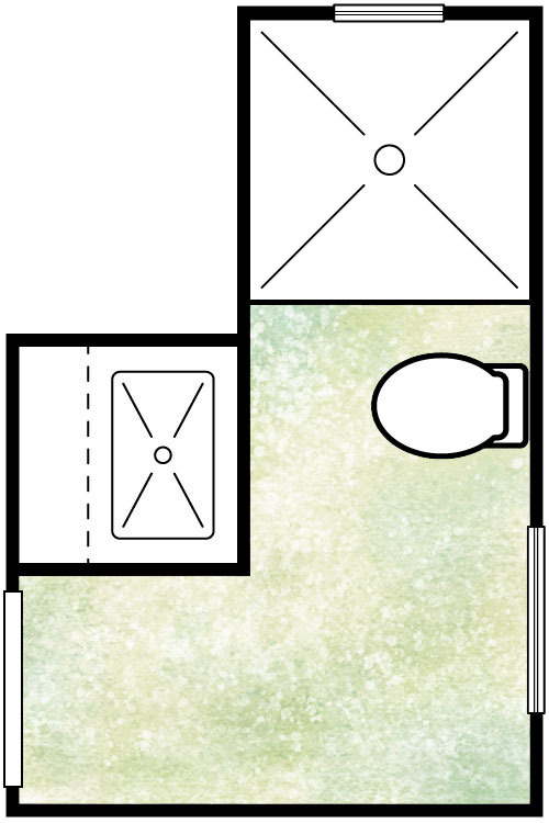 diseño de plano de planta de baño de casa pequeña con bañera