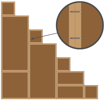 ensamblar cajas en escaleras y atornillarlas